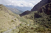 Inca trail, Runkuraqay Pass with the highest cloud forest in Peru.